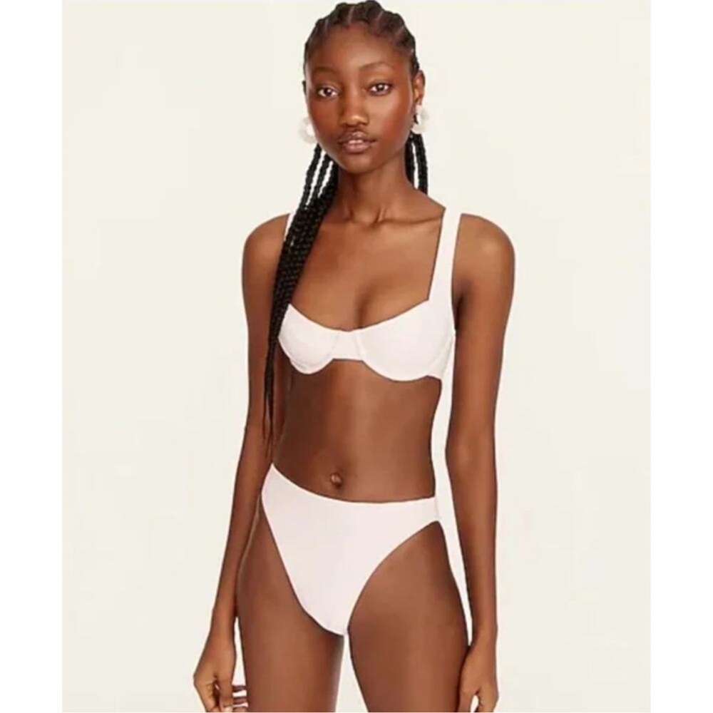 J.Crew Two Piece Swim Ribbed Light Pink Underwire Bikini Top & High Leg Bottom